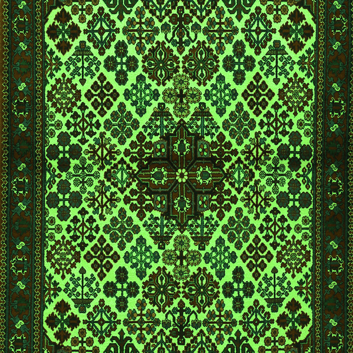 Serging Thickness of Machine Washable Persian Green Traditional Area Rugs, wshtr2168grn
