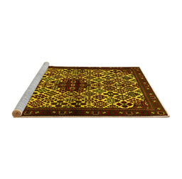 Sideview of Machine Washable Persian Yellow Traditional Rug, wshtr2168yw