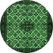 Round Persian Emerald Green Traditional Rug, tr2168emgrn