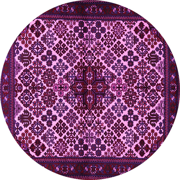 Round Machine Washable Persian Pink Traditional Rug, wshtr2168pnk