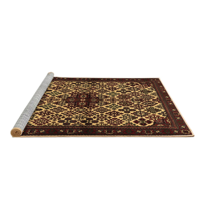 Sideview of Machine Washable Persian Brown Traditional Rug, wshtr2168brn