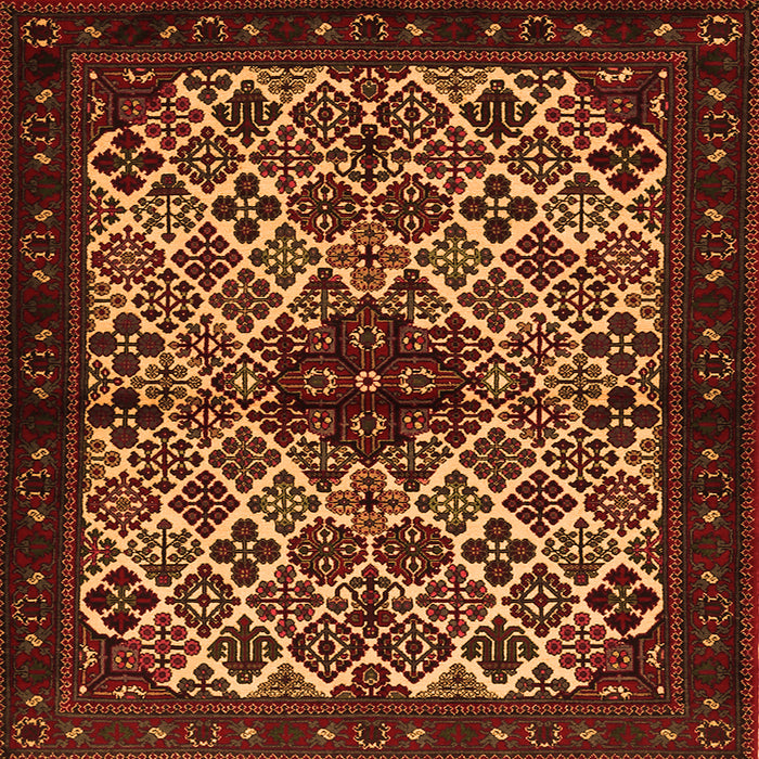 Round Machine Washable Persian Orange Traditional Area Rugs, wshtr2168org