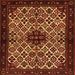 Round Machine Washable Persian Orange Traditional Area Rugs, wshtr2168org