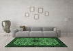 Machine Washable Persian Emerald Green Traditional Area Rugs in a Living Room,, wshtr2168emgrn