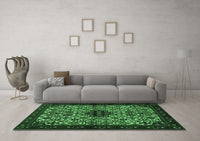 Machine Washable Persian Emerald Green Traditional Rug, wshtr2168emgrn