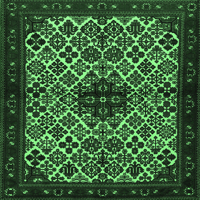 Square Persian Emerald Green Traditional Rug, tr2168emgrn