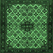 Square Machine Washable Persian Emerald Green Traditional Area Rugs, wshtr2168emgrn