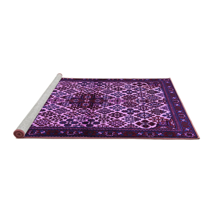 Sideview of Machine Washable Persian Purple Traditional Area Rugs, wshtr2168pur