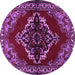 Round Machine Washable Medallion Purple Traditional Area Rugs, wshtr2169pur