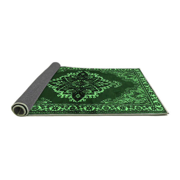 Sideview of Medallion Emerald Green Traditional Rug, tr2169emgrn