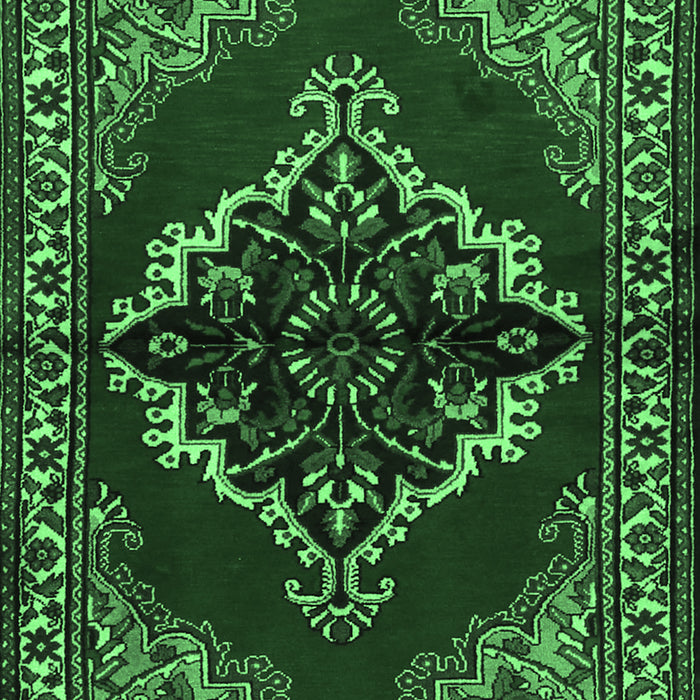Machine Washable Medallion Emerald Green Traditional Area Rugs, wshtr2169emgrn