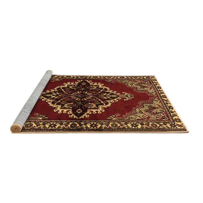 Sideview of Machine Washable Medallion Brown Traditional Rug, wshtr2169brn