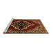 Sideview of Machine Washable Medallion Brown Traditional Rug, wshtr2169brn