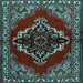 Square Medallion Light Blue Traditional Rug, tr2169lblu