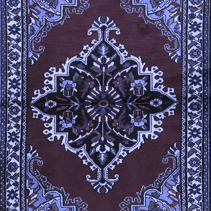 Machine Washable Medallion Blue Traditional Rug, wshtr2169blu