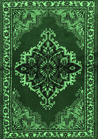 Medallion Emerald Green Traditional Rug, tr2169emgrn