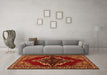 Machine Washable Medallion Orange Traditional Area Rugs in a Living Room, wshtr2169org