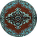 Round Medallion Light Blue Traditional Rug, tr2169lblu