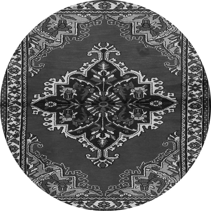 Machine Washable Medallion Gray Traditional Rug, wshtr2169gry