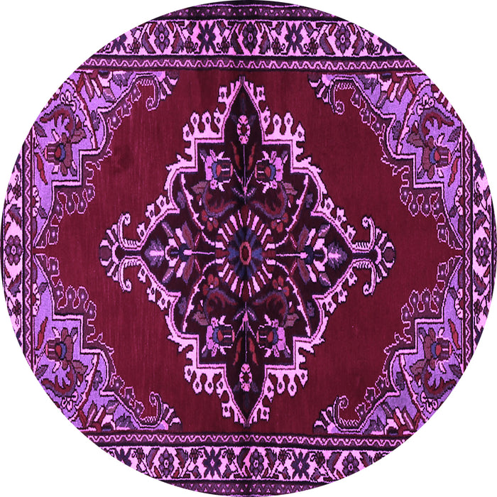 Round Medallion Purple Traditional Rug, tr2169pur