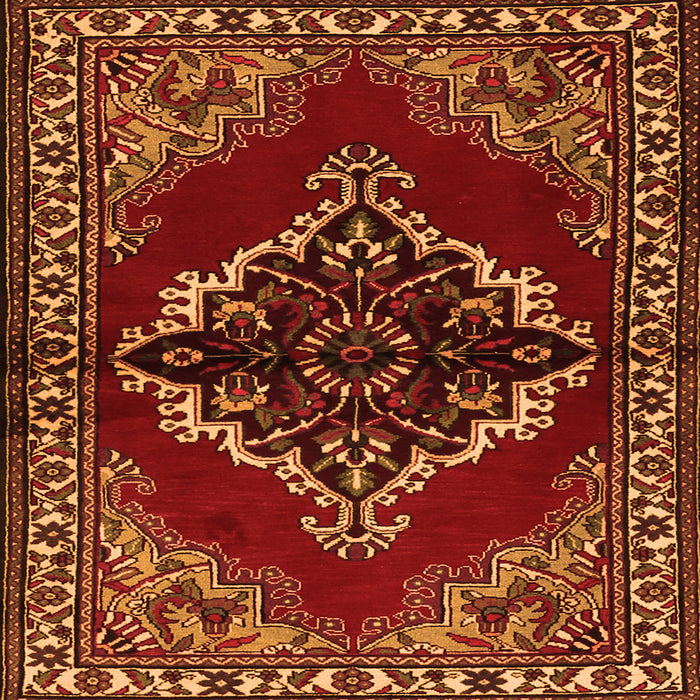 Serging Thickness of Medallion Orange Traditional Rug, tr2169org