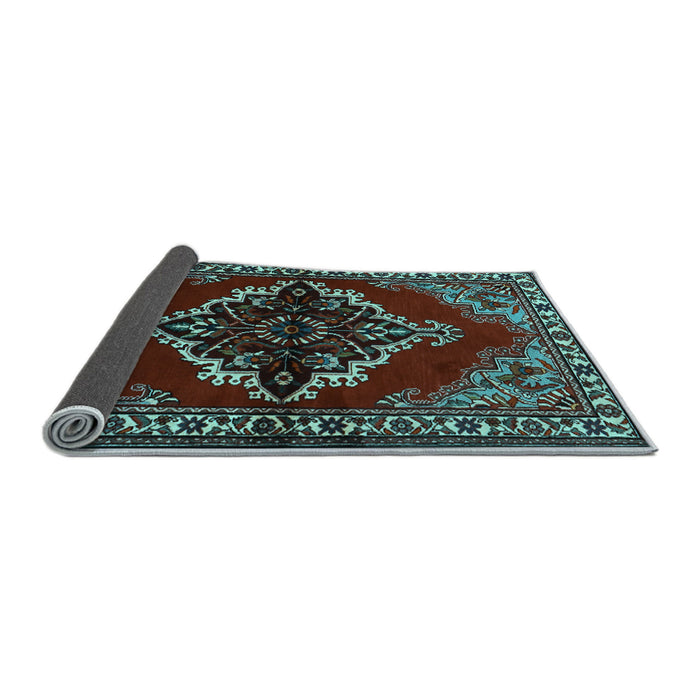 Sideview of Medallion Light Blue Traditional Rug, tr2169lblu