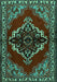 Machine Washable Medallion Turquoise Traditional Area Rugs, wshtr2169turq