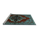 Sideview of Machine Washable Medallion Light Blue Traditional Rug, wshtr2169lblu