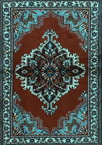 Medallion Light Blue Traditional Rug, tr2169lblu