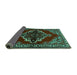 Sideview of Medallion Turquoise Traditional Rug, tr2169turq