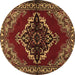 Round Medallion Brown Traditional Rug, tr2169brn