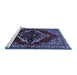 Sideview of Machine Washable Medallion Blue Traditional Rug, wshtr2169blu