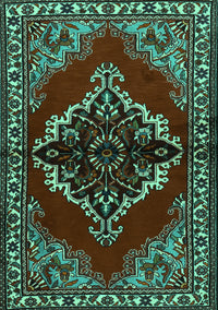 Medallion Turquoise Traditional Rug, tr2169turq