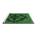 Sideview of Machine Washable Medallion Emerald Green Traditional Area Rugs, wshtr2169emgrn