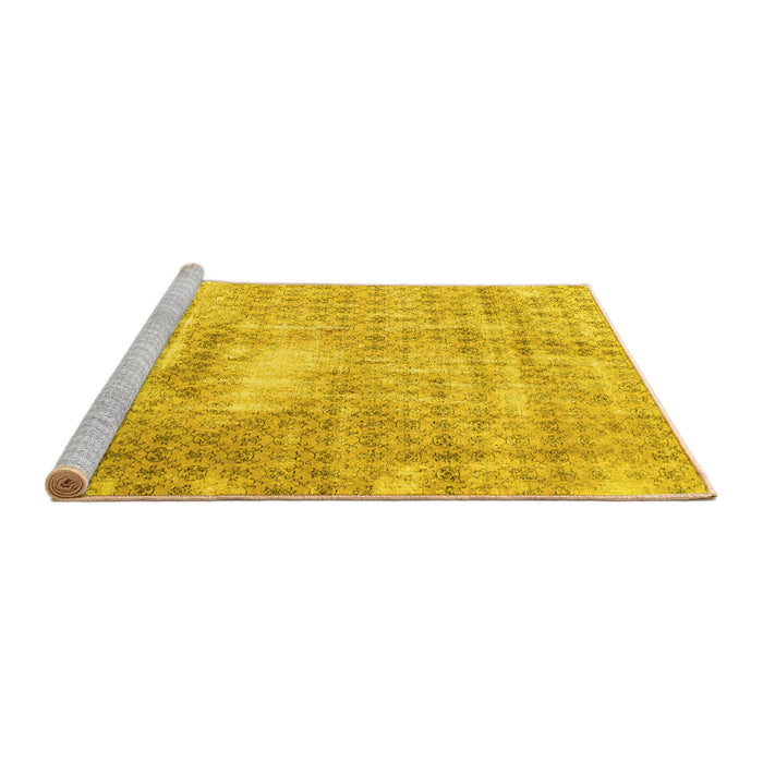 Sideview of Machine Washable Persian Yellow Traditional Rug, wshtr216yw