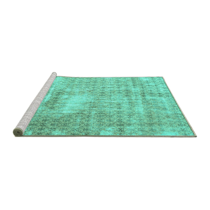Sideview of Machine Washable Persian Turquoise Traditional Area Rugs, wshtr216turq