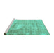 Sideview of Machine Washable Persian Turquoise Traditional Area Rugs, wshtr216turq