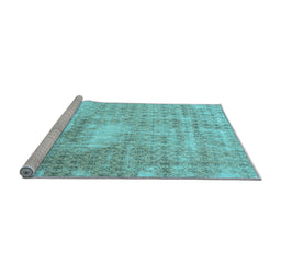 Sideview of Machine Washable Persian Light Blue Traditional Rug, wshtr216lblu