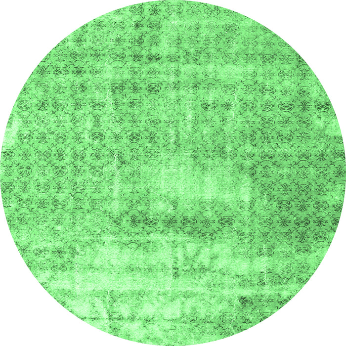 Round Machine Washable Persian Emerald Green Traditional Area Rugs, wshtr216emgrn