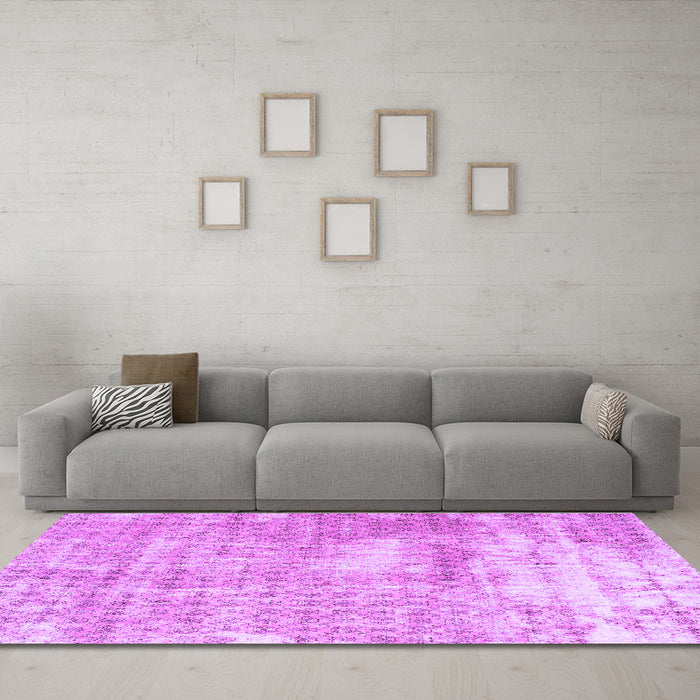 Machine Washable Persian Purple Traditional Area Rugs in a Living Room, wshtr216pur