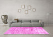 Machine Washable Persian Pink Traditional Rug in a Living Room, wshtr216pnk