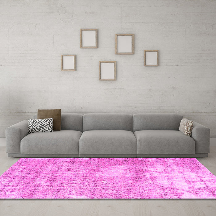 Machine Washable Persian Pink Traditional Rug in a Living Room, wshtr216pnk