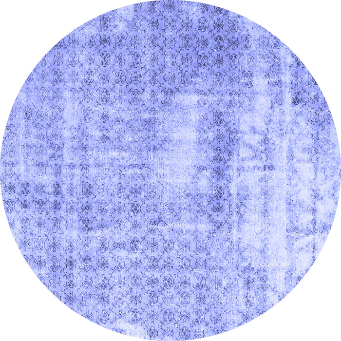 Round Machine Washable Persian Blue Traditional Rug, wshtr216blu