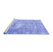 Sideview of Machine Washable Persian Blue Traditional Rug, wshtr216blu