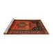 Sideview of Machine Washable Traditional Mahogany Brown Rug, wshtr217