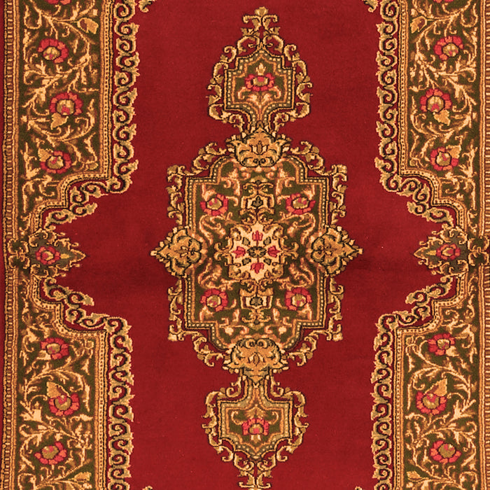 Serging Thickness of Machine Washable Medallion Orange Traditional Area Rugs, wshtr2170org