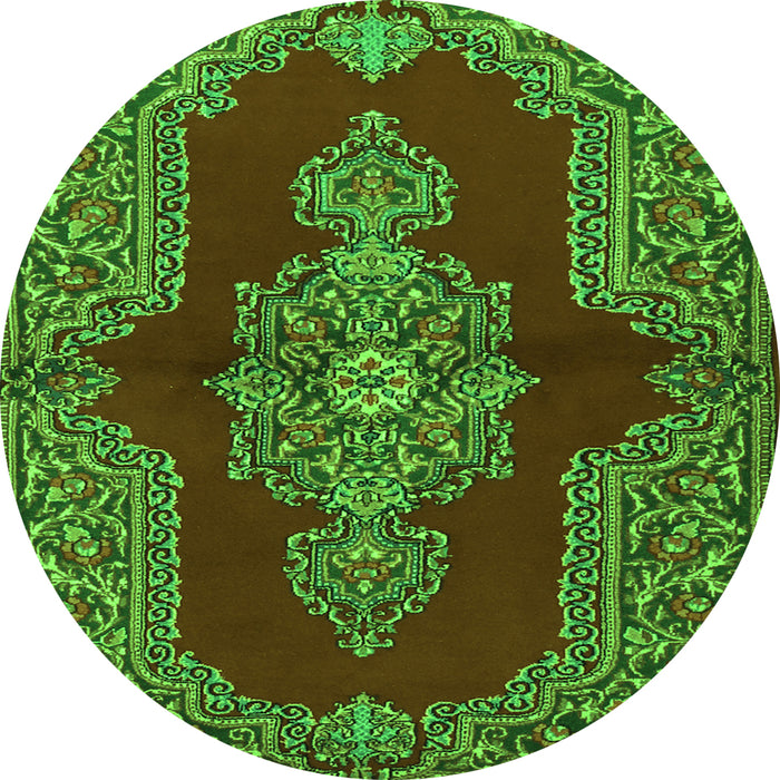 Square Medallion Green Traditional Rug, tr2170grn