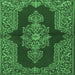 Square Machine Washable Medallion Emerald Green Traditional Area Rugs, wshtr2170emgrn