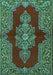 Machine Washable Medallion Turquoise Traditional Area Rugs, wshtr2170turq