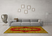 Machine Washable Medallion Yellow Traditional Rug in a Living Room, wshtr2170yw